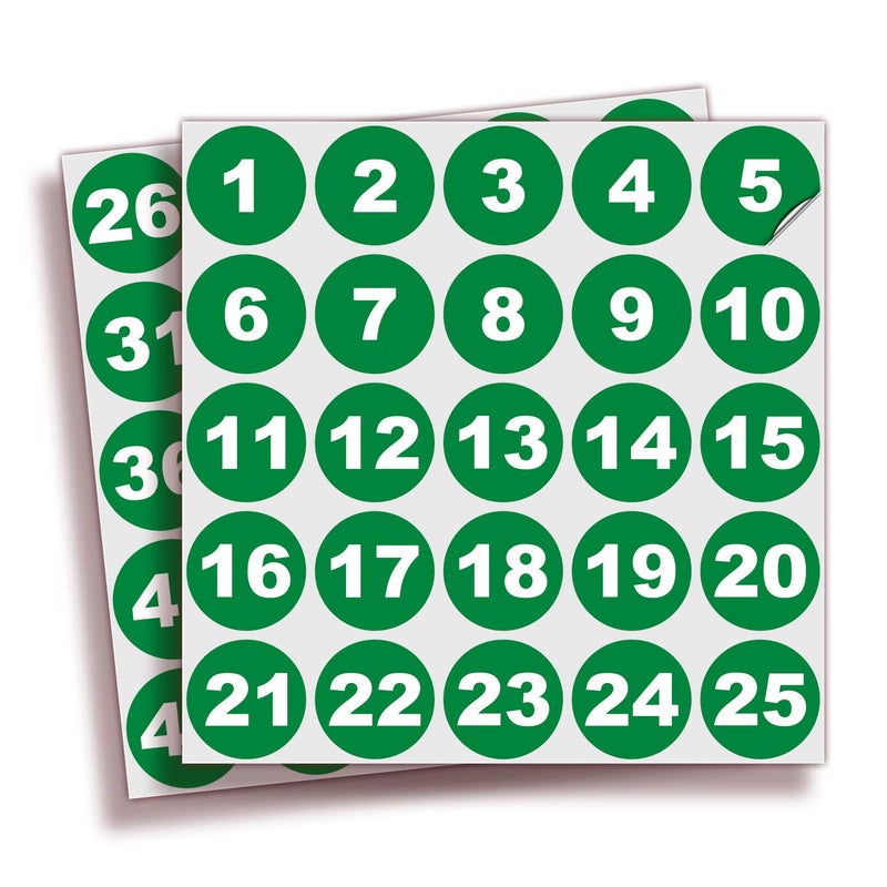iSYFIX Green Consecutive Number Stickers â€“ 1 to 50, 1.5-inch, 1 Set â€“ Vinyl Self Adhesive Premium Decal, Ideal for Inventory, Storage, Organizing, Boxes, Bins, Toolbox, Lockers & More, Indoor/Outdoor - Image 1